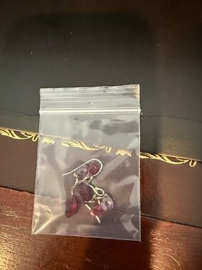 Handcrafted Purple Glass Drop Earrings with Silver Hooks